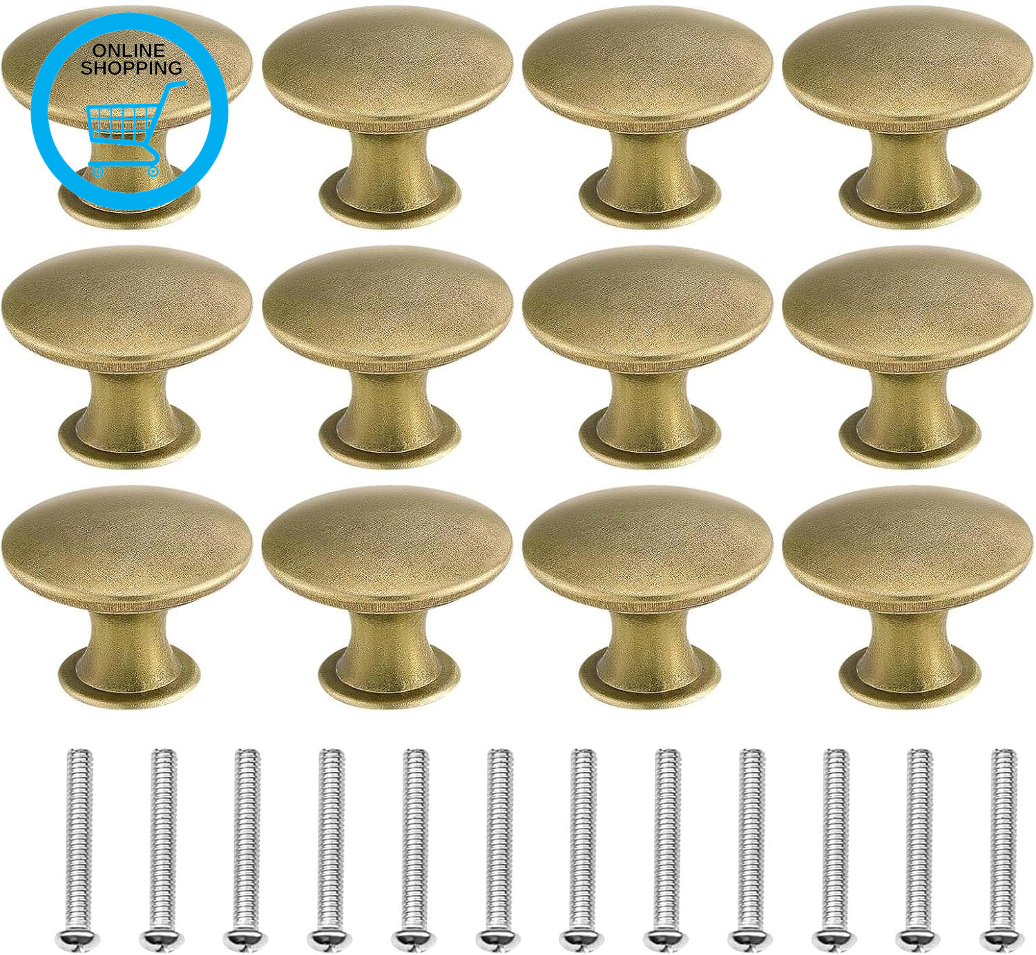 12 Pcs Drawer Knobs 30Mm Antique Brass Door Handles Door Knobs Cabinet Door Knob