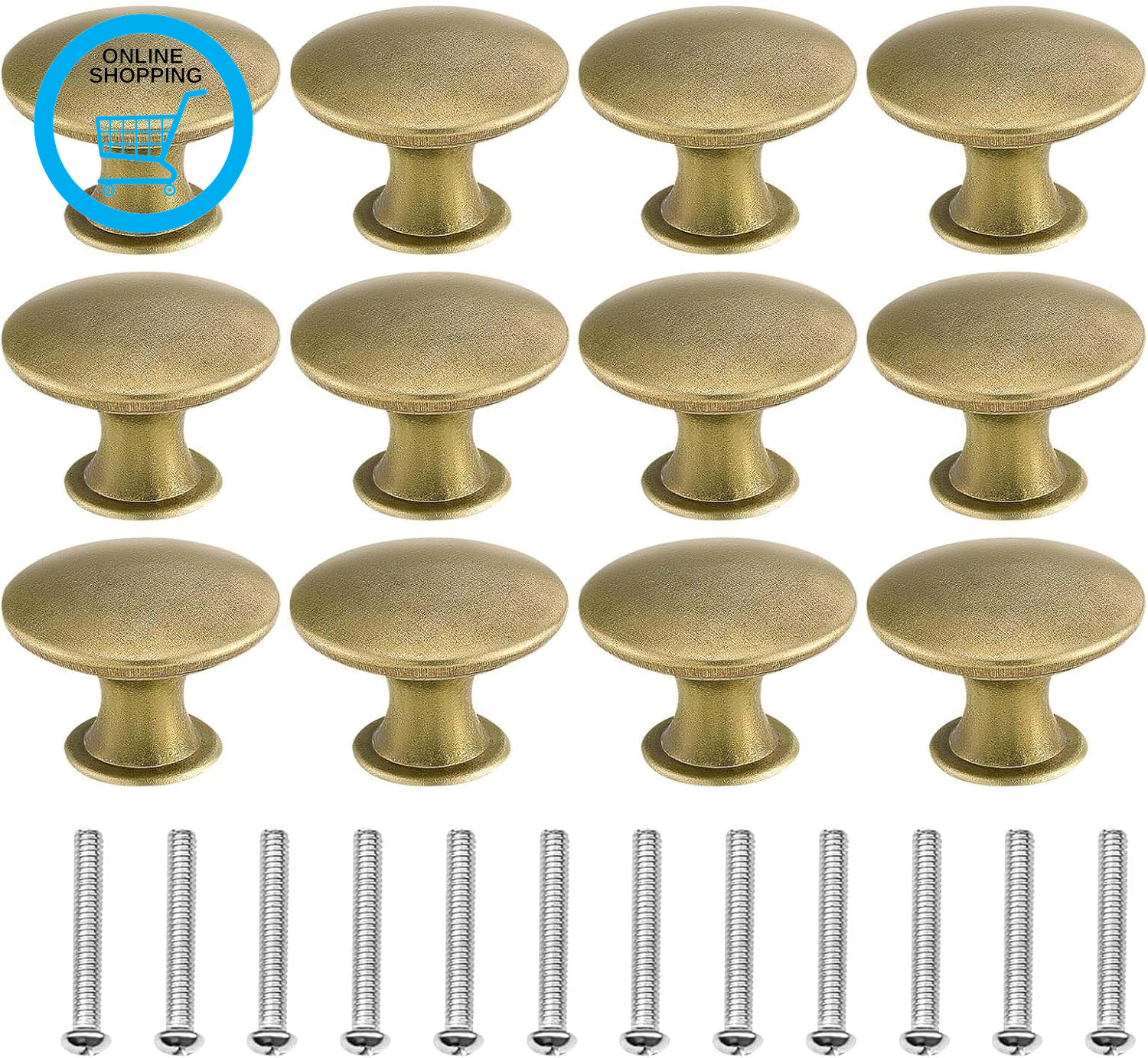 12 Pcs Drawer Knobs 30Mm Antique Brass Door Handles Door Knobs Cabinet Door Knob