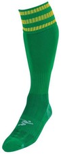 Image of Precision 3 Stripe Pro Football Socks Junior J12-2 Green/Gold J12-2 Green/Gold