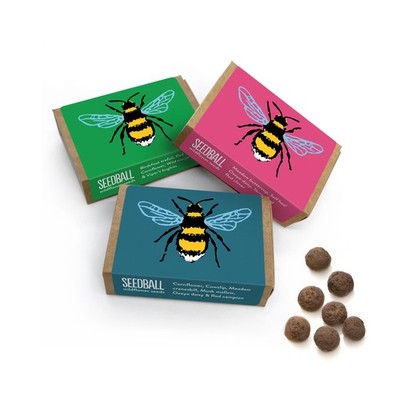 SEEDBALL Bienenmischung Wildblumenkernbomben (3er Pack, 6 Kugeln pro grün, rosa, rot 