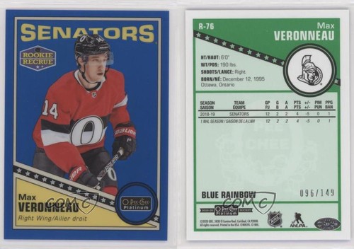 2019 O-Pee-Chee Platinum Retro Rookie Rainbow Blue /149 Max Veronneau #R-76 i9y - Picture 3 of 3