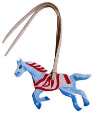 Leather Hand Painted Red, White  Blue Tie-On Horse