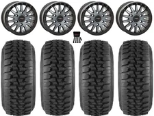 System 3 SB-8 Bdlk 15" Wheels Gy +38mm 32" Desert Series Tires Can-Am Maverick R