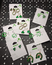 Lot Of St Patrick's Day / Clover Themed Earrings Earring Lot TMPSAT