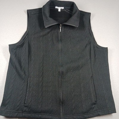 Emily Daniels Raised Textured Full Zip Vest 2 Pockets Black Wm Sz XL 