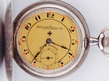 Antique 1940s German U-Boat Officer Niello Silver Award Pocket Watch 50mm RARE