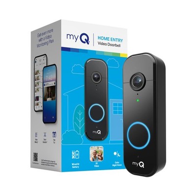 Chamberlain myQ Video Doorbell | 2K Camera, Battery/Wired, Color Night Black