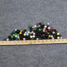 Large Mixed Lot Glass Marbles Assorted Colors Designs Vintage Style Games