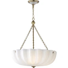 Maxim Lighting 22653WTNAB Bundt Semi-Flush Mount White and Natural Aged Brass