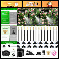 50FT Drip Irrigation Kit - Automatic Watering System, Brass Connectors, 360 Tub