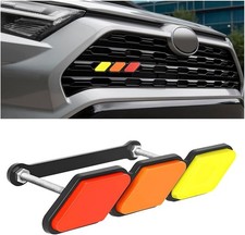 Car Grille Decor Badge, Tri-Color Emblem Auto Grid Insert Trims Decals, Vehicle