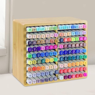 Bambus Marker Organizer Aufbewahrung Halter Pinsel Aufbewahrung für 126 Marker für