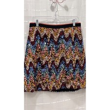 Maeve Anthropologie Sequin Chevron Mini Skirt Multi Color Zig Zag Size 10