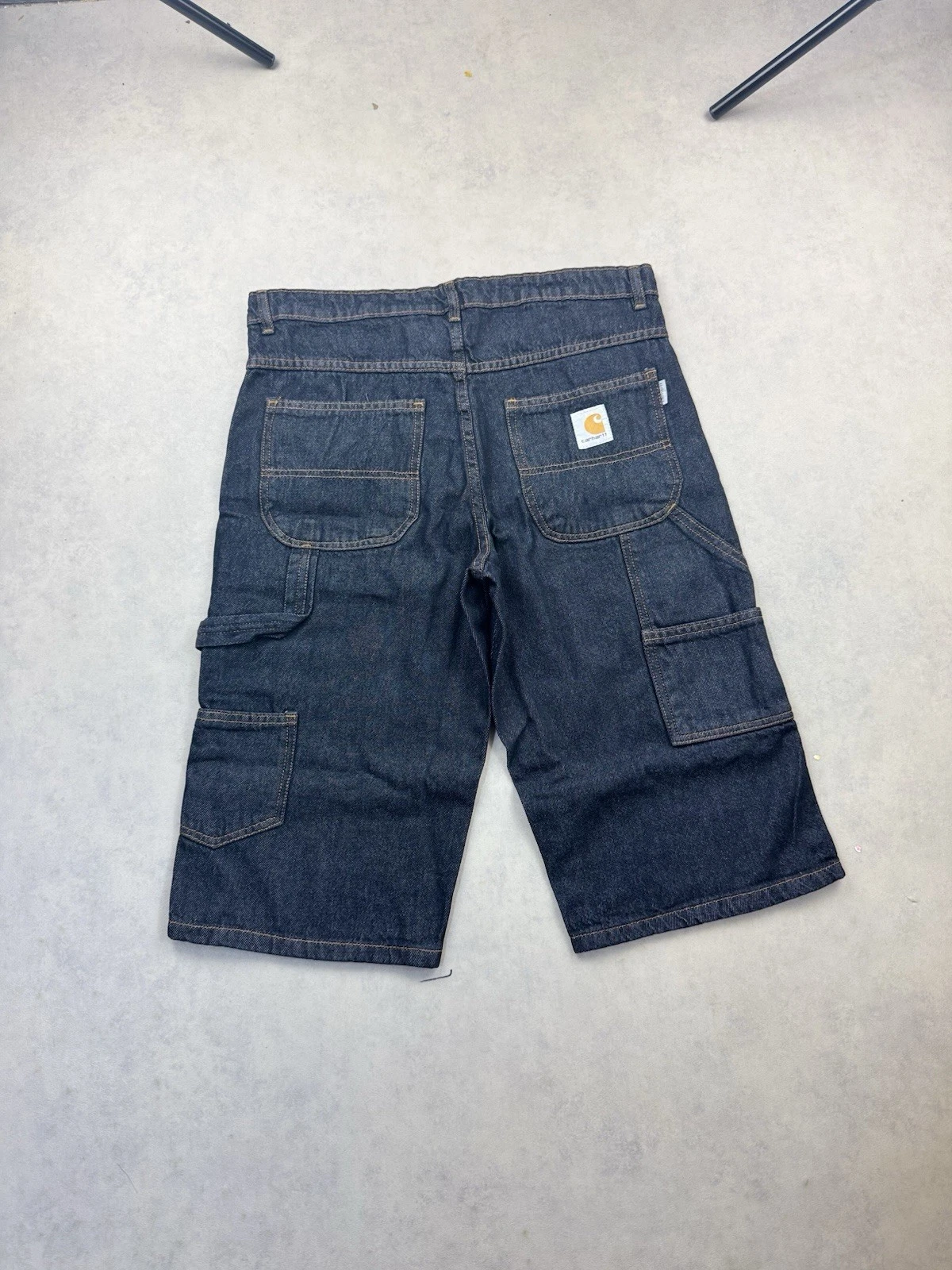 Baggy Vintage Style Denim Black Carhartt Reinforced Stitch Jort / Short W34 / L