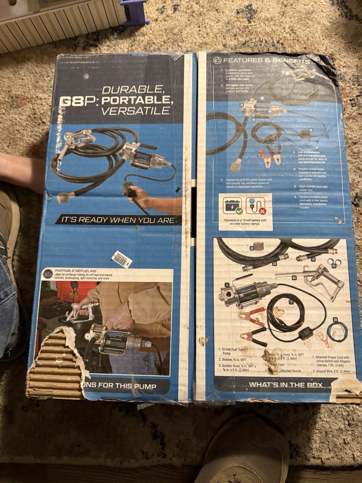 “GPI “ Portable Fuel Transfer Pump G8P, 12V, G8P , Unleaded Fuel NEW IN BOX