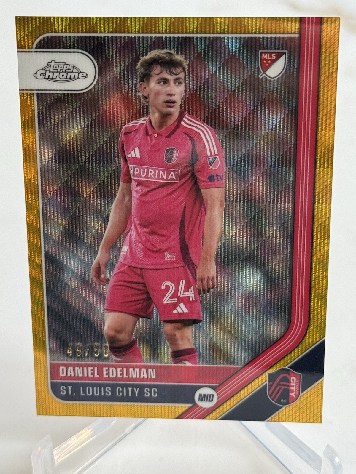 2026 Topps Chrome MLS #64 Daniel Edelman Gold Wave Refractor #/50