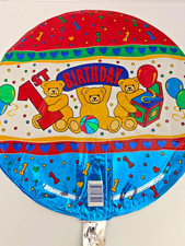 Happy 1st Birthday Foil Balloon- Bright colors - Bears- Number 1 - Party - 18"