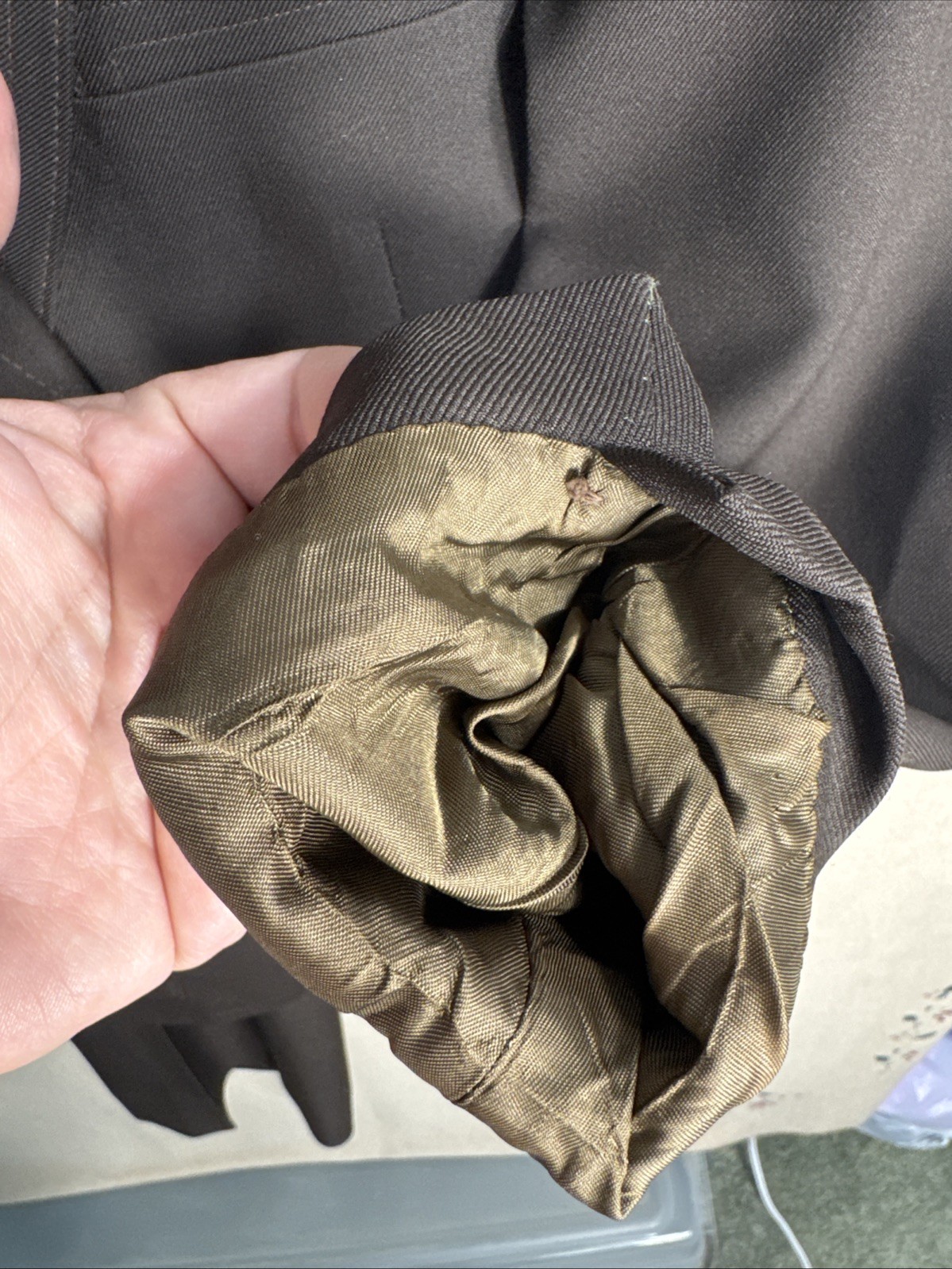 @@ Vintage American Craftsman 40R Chocolate 2 Piece Suit 33x31 Gaberdine Poly