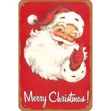 Santa Claus Wooden Merry Christmas Tin Metal Signs Home D cor 8x12