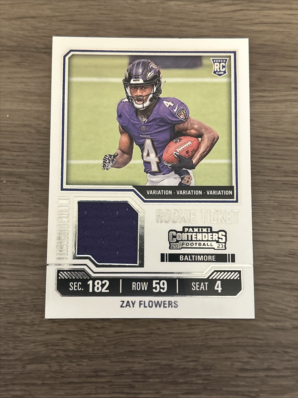 2023 Panini Contenders Rookie Ticket Relic Variation Zay Flowers