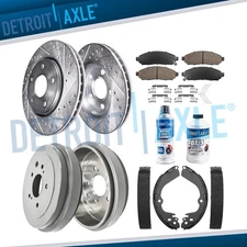 Front Drilled Rotors Brake Pads Rear Drums Shoes for 2013-18 City Express NV200