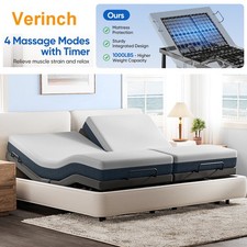Adjustable Bed Frame Base With Massage Backlit Remote Twin XL Queen King 1000LB