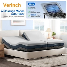Adjustable Bed Frame Base With Massage Backlit Remote Twin XL Queen King 1000LB