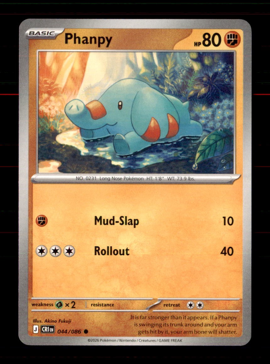 Phanpy 044/086 Common Chaos Rising Pokemon Near Mint