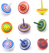 Colorful Painted Wood Spinning Tops, Kids Novelty Wooden Gyroscopes Toy, Assorte