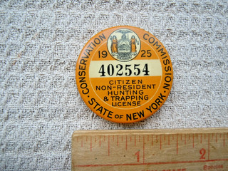 1925 New York Non Resident Hunting Trapping License Conservation Commission