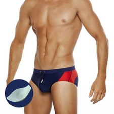 Men's Swimsuit Swim Briefs Big Pouch Bikini Swimwear With Adjustable Drawstring