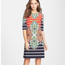 NWT ELIZA J Paisley and Stripes Jersey Knit Dress