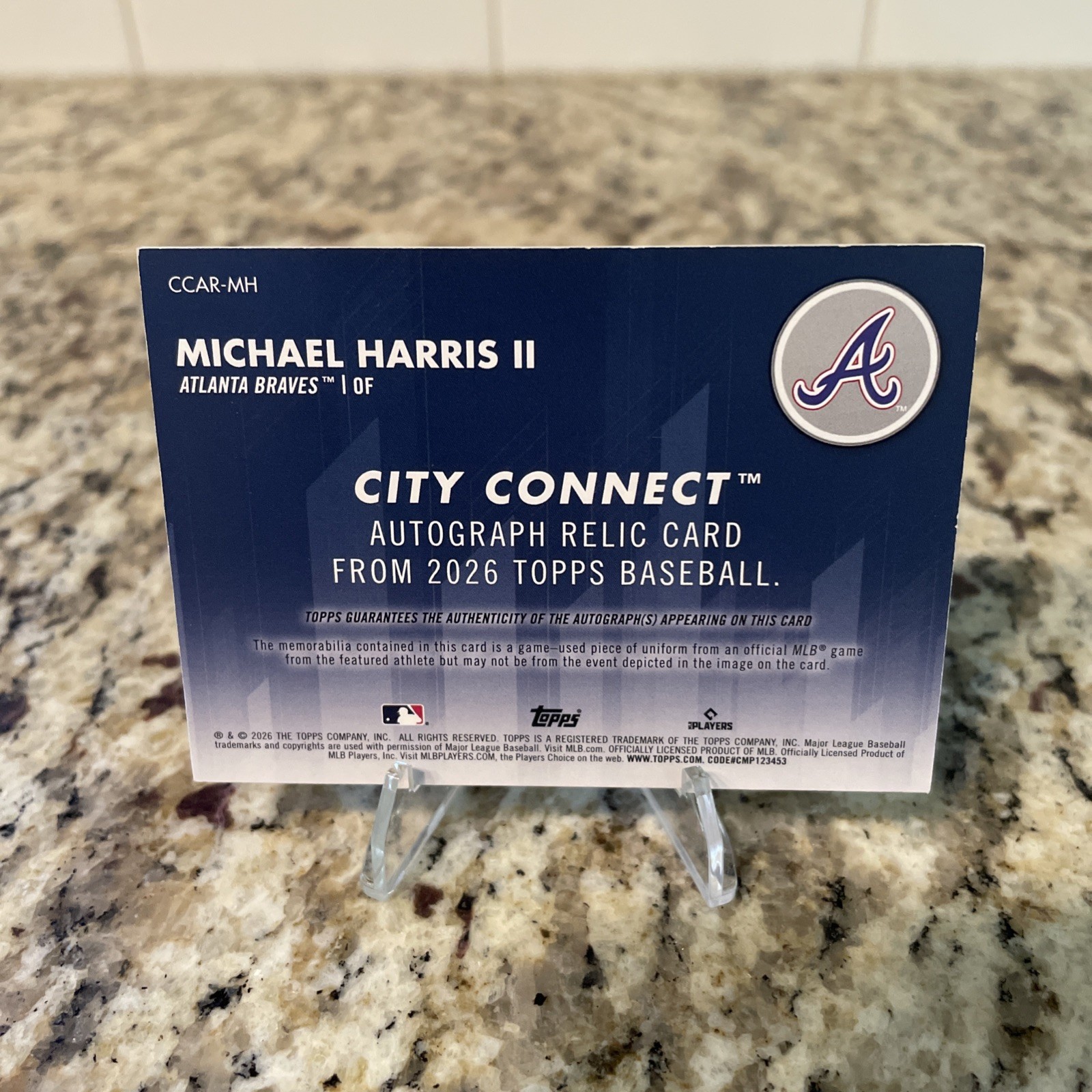 2026 Topps Series 2 Michael Harris II City Connect Auto Relic 1/1 Braves view 2