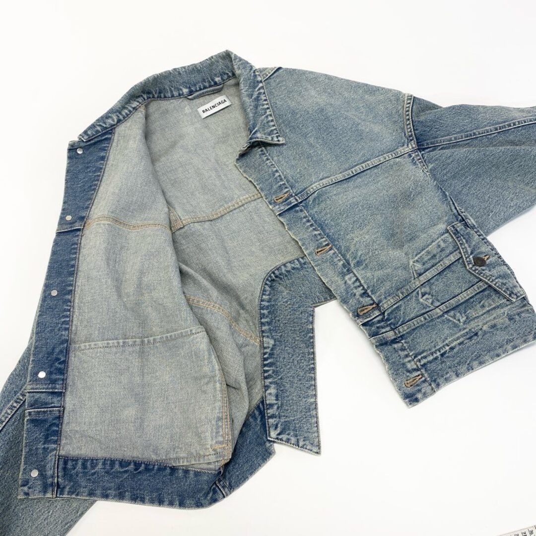 29a9 BALENCIAGA Denim Jacket G Jean Oversized Deformed Design Short Used AYAN-0 thumbnail 4