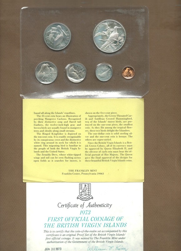 1973 Sterling Silver Dollar, complete proof set, British Virgin Islands
