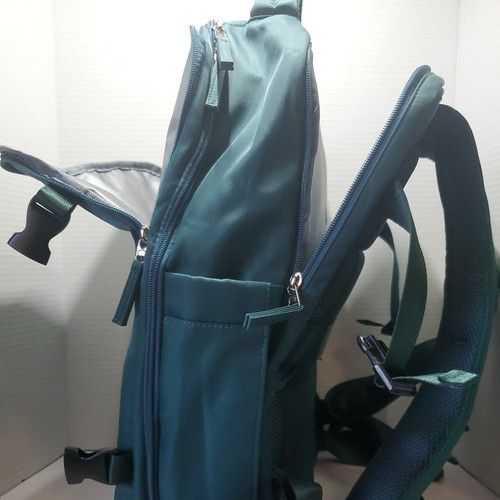 Vinyl Backpack, Laptop Bag with USB Charging Port 9 Pockets teal - 第 10/13 張圖片