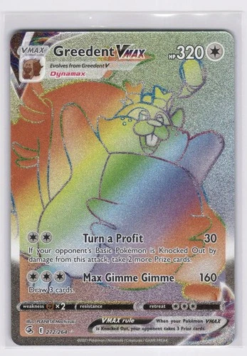 Greedent VMAX 272/264 - Rainbow Rare Fusion Strike Pokemon NM