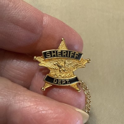 Vintage Sheriff Dept Eagle Star Tie Tack Pin Goldtone