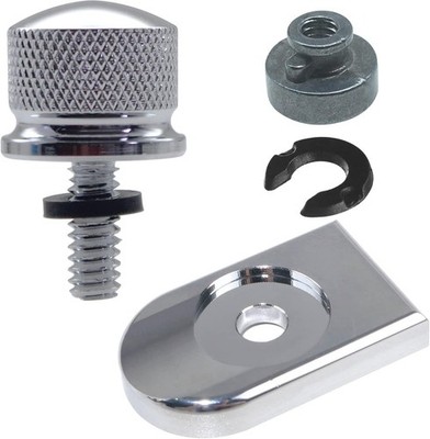 Stainless Seat Bolt +Nut + Screw Mount Knob Cover Compatible for Harley chrome