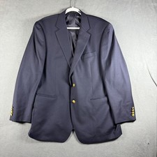 Lauren Ralph Lauren Mens 42R Navy Blue 100 Wool 2-Button Blazer Gold Buttons