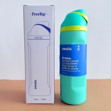 Owala FreeSip Insulated Stainless Steel Water Bottle with Straw  24 OZ  (Green)