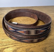 Vintage Onyx Brighton Western Belt Southwestern Woven Pattern Leather Sz 36