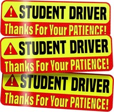 Student Driver Magnet for Car - Extra Strong Hold - 9.72" by 3.24" - 3 Pack -...