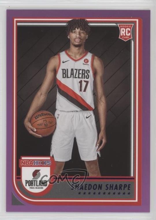 2022-23 Panini NBA Hoops Rookies Purple Shaedon Sharpe #237 9k1