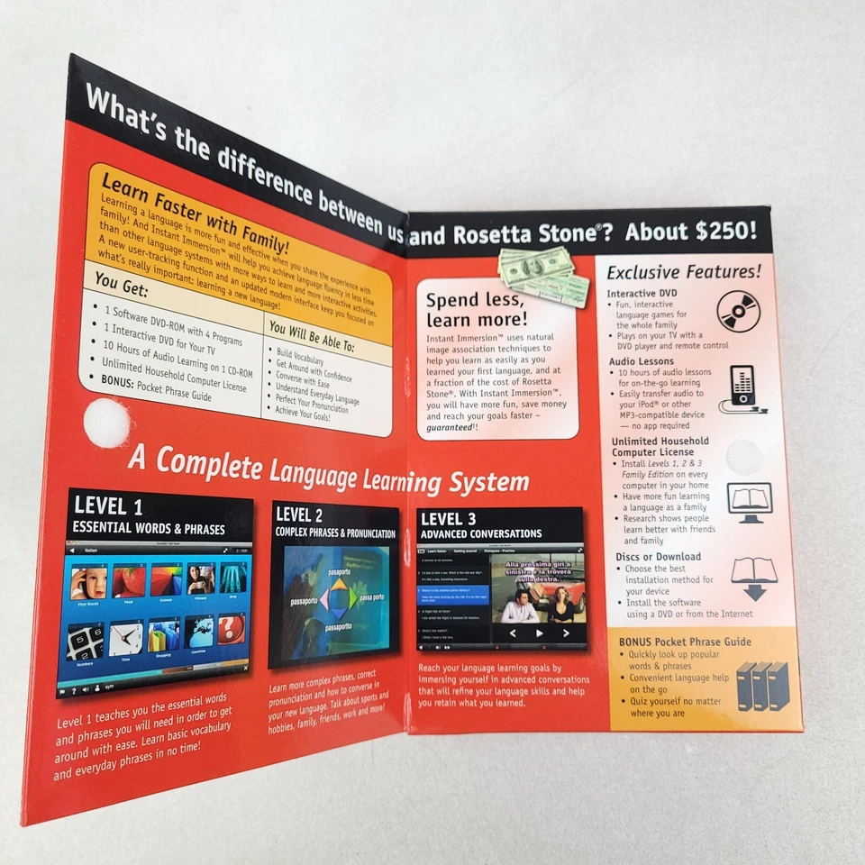 NEW SEALED Instant Immersion ITALIAN Levels 1, 2, & 3 Family Edition - Image 3 of 4