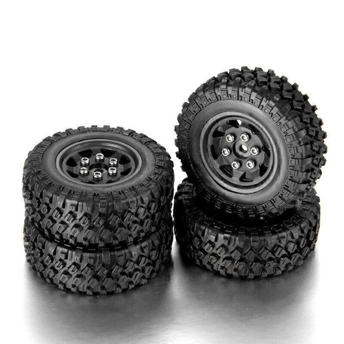 4PCS Beadlock Pneumatici e Ruote Cerchi Pneumatici per 1/24 Assiale SCX24 90081 RC Crawler Auto - Foto 7 di 12