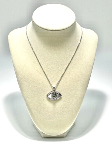 Annika Witt Sterling Silver Evil Eye Pendant Necklace Abalone MOP 18" NWT