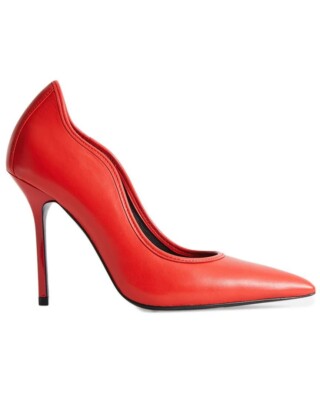 Reiss Bramley Pointed Toe Pumps Heels Size 38 7.5  Orange Red Leather NEW $290