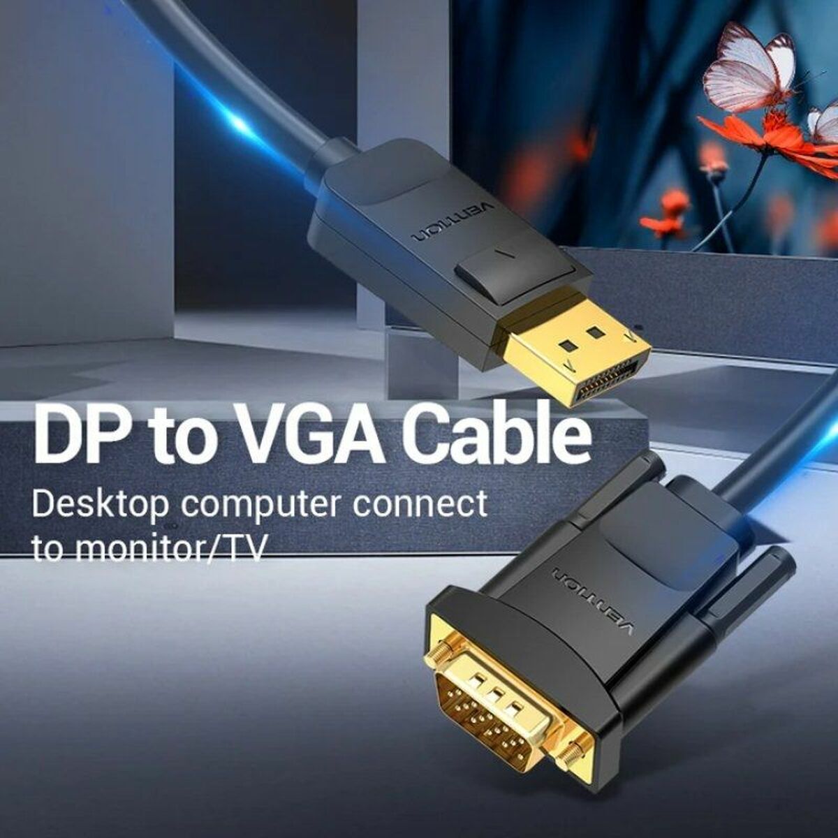 Thumbnail - Displayport-zu-vga-adapter Vention Hblbg Schwarz 1,5 M