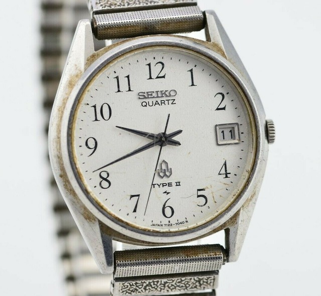K035 Vintage Seiko Type II Quartz Watch Needs Repair 7122A Original JDM